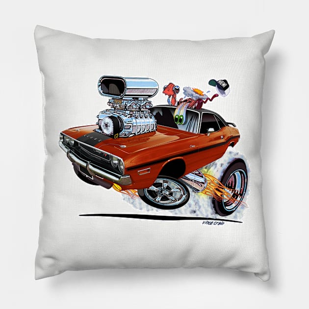 Vince Crain High Octane 1970 Dodge Challenger Pillow by vincecrain