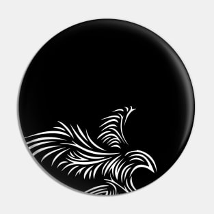 A Bird Flying Down and Landing - Black and White Design Pin