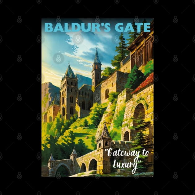 Baldur's Gate Tourism Poster - Sword Coast Faerun D&D Art by CursedContent