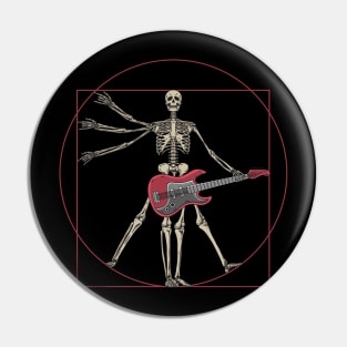 Vitruvian Skeleton Da Vinci Playing Electric Guitar Design Pin