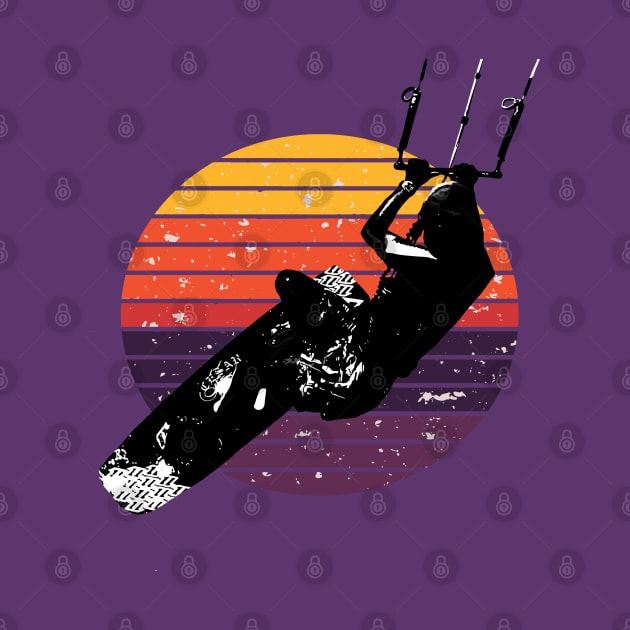 Kitesurf Action Artistic Kitesurfer Vintage Sunset Retro Sunrise by taiche