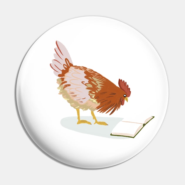 Chicken Reading Pin by Das Brooklyn