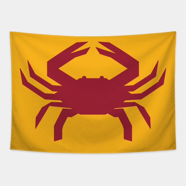 Radioactive Crab Logo Red on Gold Tapestry by IORS