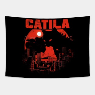 Catzilla Cat Meow Tropolis Moments Tapestry