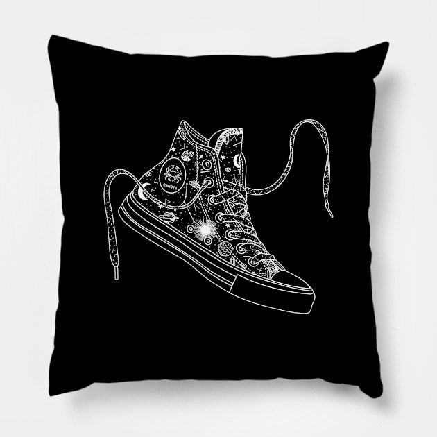 Cancer high tops - Black & White Pillow by MickeyEdwards