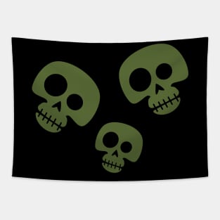 GREEN SKULLS MONSTER HALLOWEEN Tapestry