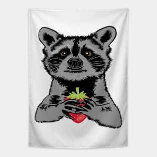 Begging Raccoon With Strawberry Tapestry