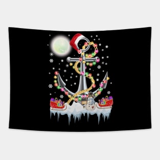 Christmas Lights Anchor Boating Sailing Funny Boat Xmas Gift Tapestry