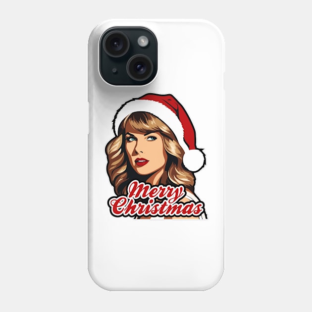 Beautiful Girl with Santa Hat and Merry Christmas Text Phone Case by FooVector