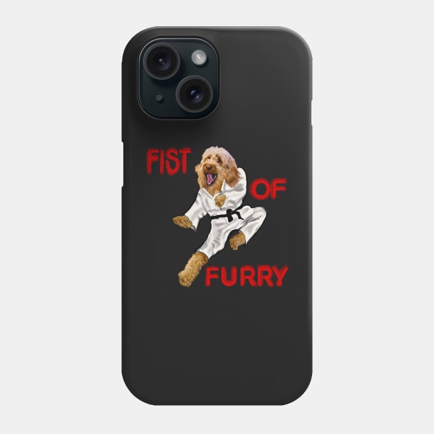 Cavapoo Fists of furry starring Kong fu Cava - Karate - martial arts Cavapoo Cavoodle puppy dog  - cavalier king charles spaniel poodle, puppy love Phone Case by Artonmytee