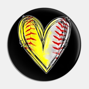 Mom Of Both Baseball Softball Pin