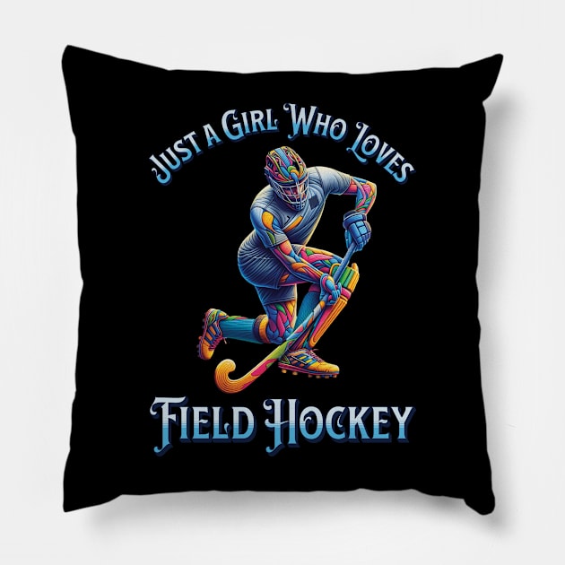 Field Hockey Passion Tee - Sporty Chic Essential Pillow by Silly Pup Creations