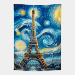 Eiffel Tower Starry Night - Beautiful Iconic Places Tapestry