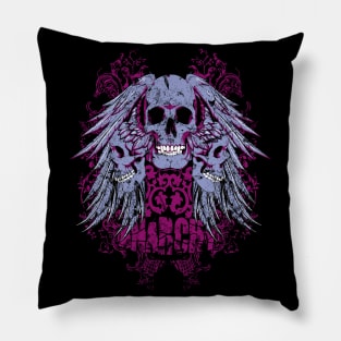 flying skull trinity vinatge background Pillow