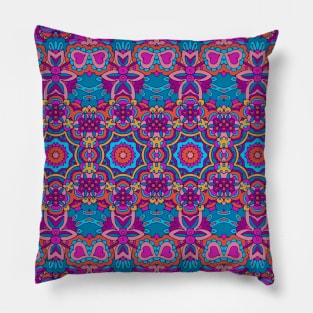 Colorful Mosaic Aztec Pattern Indian Mexican Ethnic Oriental Rug Pillow