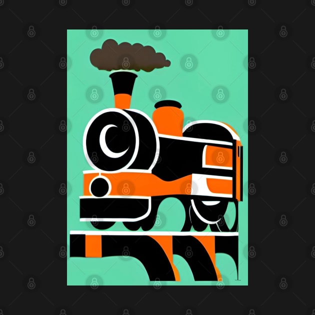 POPART COMIC STYLE GREEN AND BLACK STEAM TRAINS by sailorsam1805