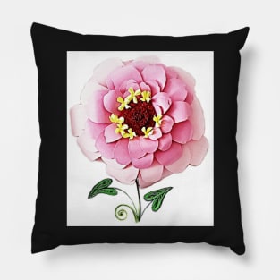 Printed paper quilling Zinnia flower art Pillow