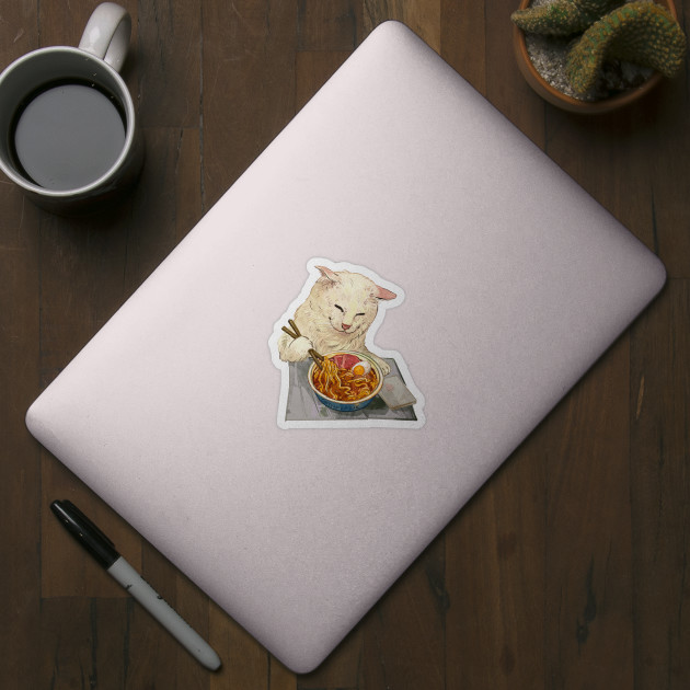 Ramen Eating Boi - Cats - Sticker