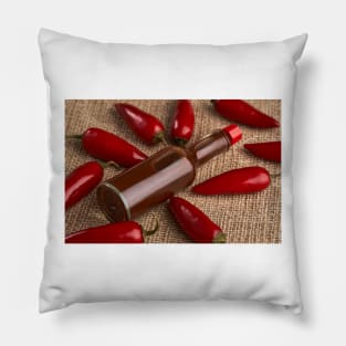 Hot sauce and chili peppers Pillow