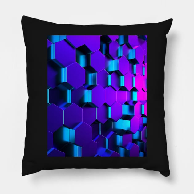 3D Hexagonal Geometric Design Pillow by Abstractdiva