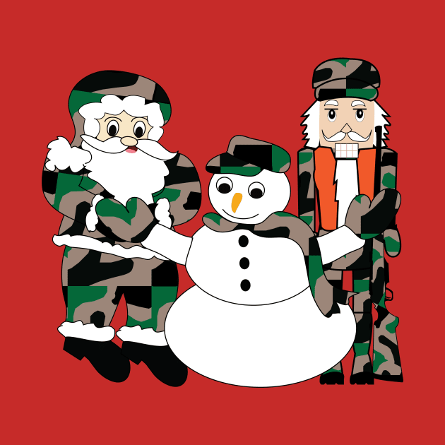 Camo Christmas, Santa Claus, snowman, nutcracker by sandyo2ly