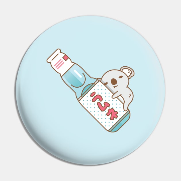 Baby koala with ramune japanese soda Sticker Pin by Noristudio