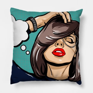 beautiful girl with glasses Pillow