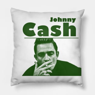 15// johnny cash - green solid style Pillow