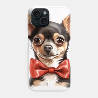 Cute Adorable Chihuahua Puppy Dog Wearing a Red Bow Tie Phone Case