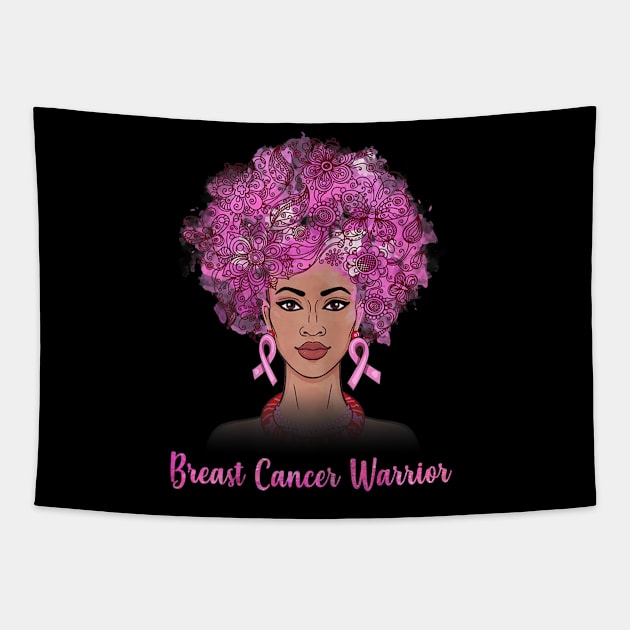 Womens Breast Cancer Warrior Black Women funny History Month gift Tapestry by Ortizhw