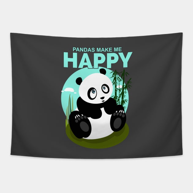 Pandas Make Me Happy Tapestry by adamzworld