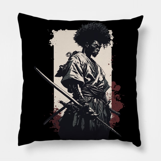 Afro-American Samurai Pillow by Snoe