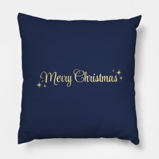 Merry Christmas lettering in red and gold color. Pillow