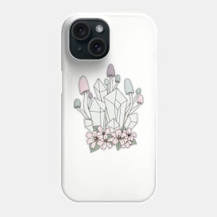 Pastel mushrooms and crystals Phone Case