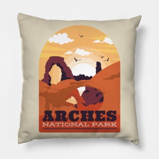 Arches National Park in Moab, Utah Vintage Retro Design Pillow