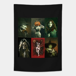 Halloween Characters Square Design Tapestry