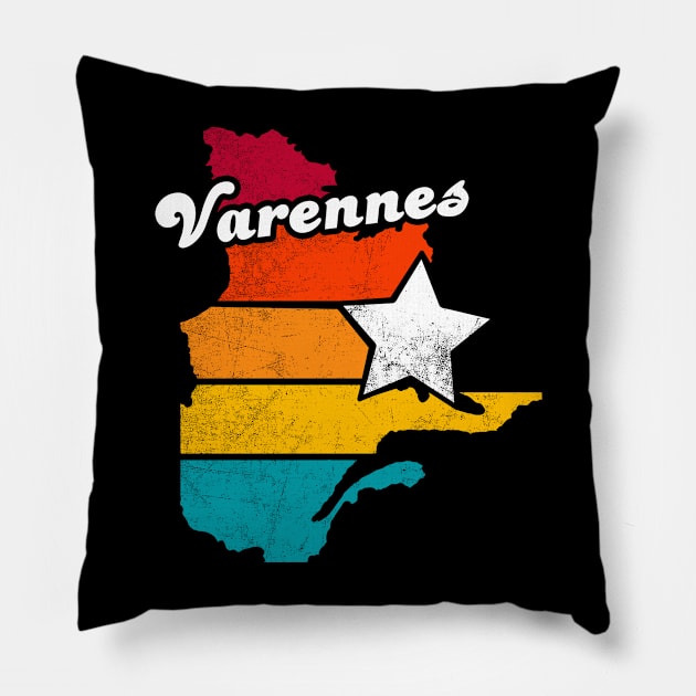 Varennes Quebec Canada Vintage Distressed Souvenir Pillow by NickDezArts