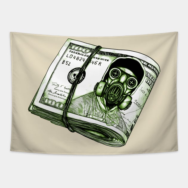 Gas Mask Dollar Tapestry by fakeface