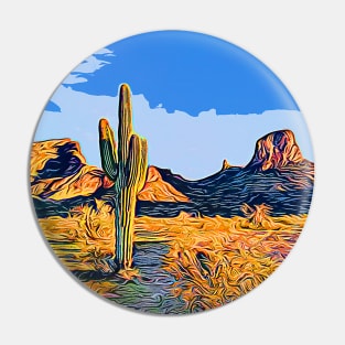 Arizona Desert - Saddle Mountain - Impressionistic Art Pin