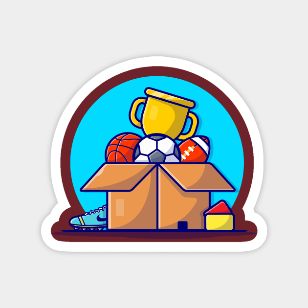 Sports Equipment In The Box Cartoon Vector Icon Illustration Magnet by Catalyst Labs