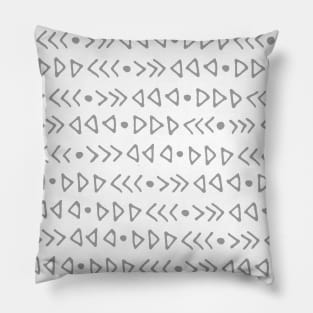 Triangles and Arrows Hand Drawn Pattern Dark Grey White Pillow