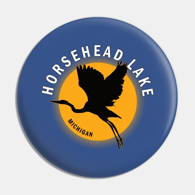 Horsehead Lake in Michigan Heron Sunrise Pin by BirdsEyeWorks