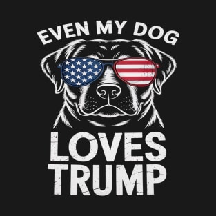 Labrador Dog Flag Sunglasses Even My Dog Loves Trump 2025 T-Shirt