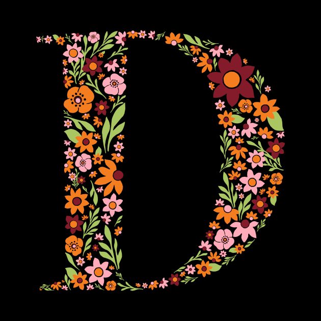 Retro Floral Letter D by zeljkica