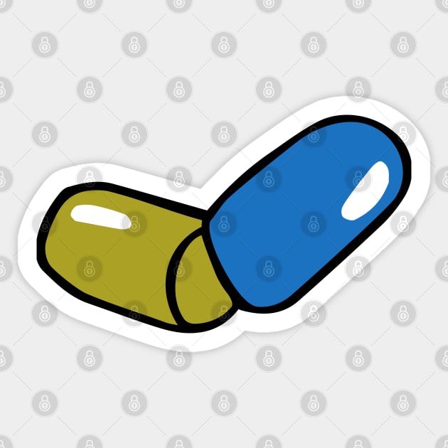 PILL BLUE YELLOW - Drug - Sticker