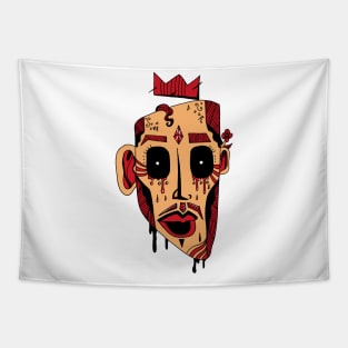 Red and Cream Strange King Juan Tapestry