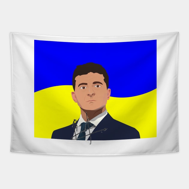 Zelensky Vladimir Volodymyr Ukraine president Tapestry by MoondesignA