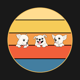 Cute 3 Chihuahua Dog Breed Vintage Retro Sunset T-Shirt