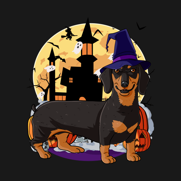 Dachshund Halloween Pumpkin Witch by Noseking