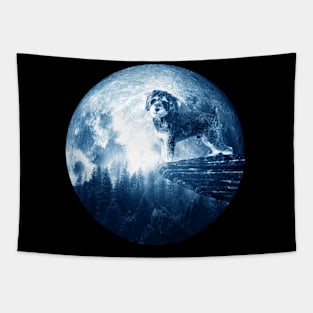 Schnoodle Dog Moon Dog Mom Dad Women Men Dog Lovers Tapestry